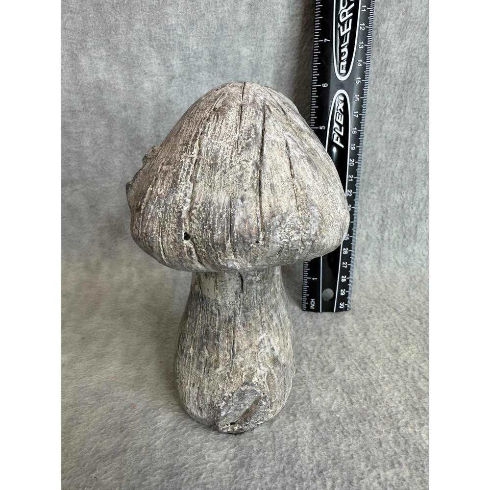 Concrete Driftwood-Like Mushroom Statue 6.5" Grey Brown Rustic Decor Heavy Fairy - Picture 6 of 7